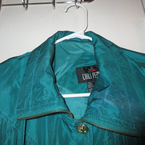 CHILI PEPPER Teal Silk Ruched Jacket Small - Picture 2 of 5